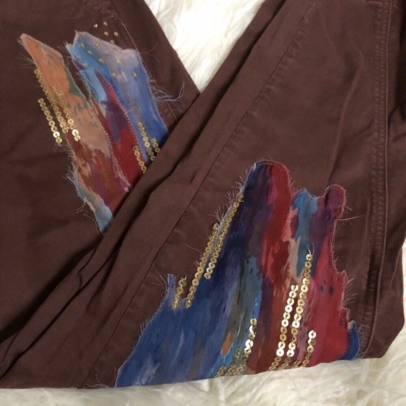 SOLD Anthropologie Chino Sequin & Paint Pants NWOT - Picture 7 of 8